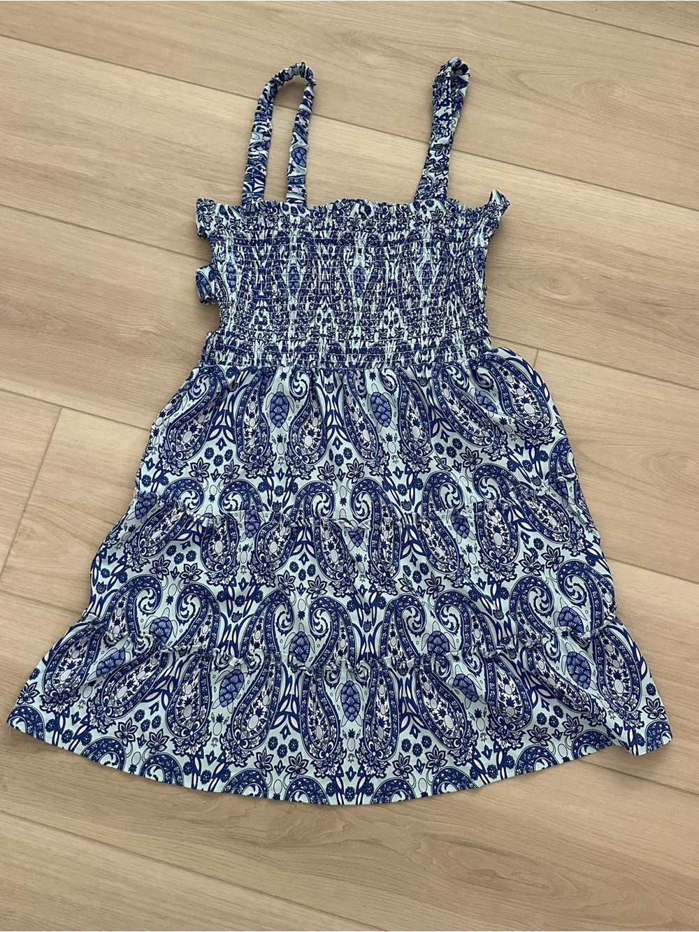 Simply Southern Blue Paisley Tiered Tank Dress | Size L